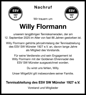 Anzeige von Willy Flormann 