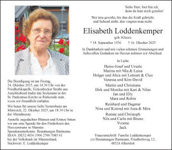 Anzeige von Elisabeth Loddenkemper 