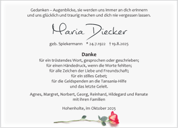 Anzeige von Maria Diecker 