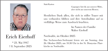 Anzeige von Erich Eierhoff 