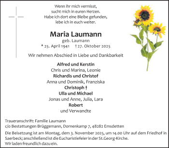 Anzeige von Maria Laumann 