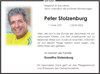 Anzeige von Peter Stolzenburg 