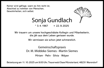 Anzeige von Sonja Gundlach 
