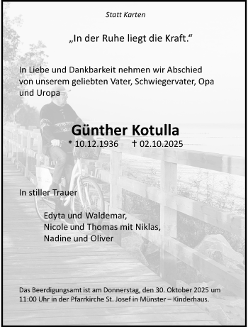 Anzeige von Günther Kotulla 