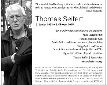 Anzeige von Thomas Seifert 