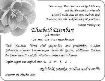 Anzeige von Elisabeth Eisenbart 