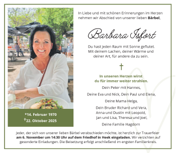 Anzeige von Barbara Isfort 