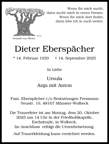 Anzeige von Dieter Eberspächer 