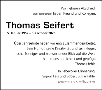 Anzeige von Thomas Seifert 