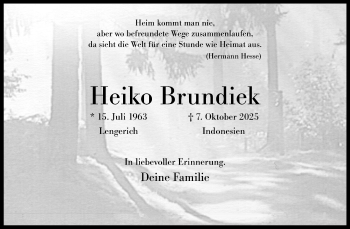Anzeige von Heiko Brundiek 