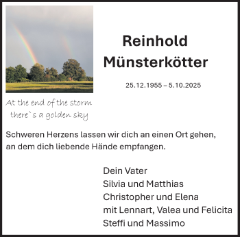 Anzeige von Reinhold Münsterkötter 