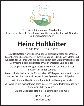 Anzeige von Heinz Holtkötter 