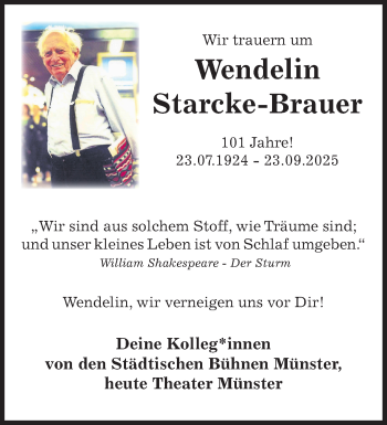 Anzeige von Wendelin Starcke-Brauer 