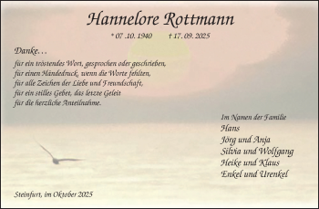 Anzeige von Hannelore Rottmann 