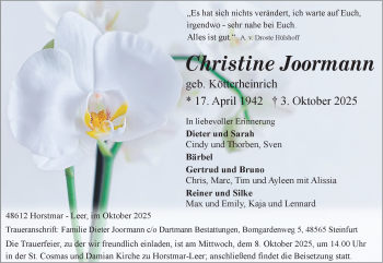 Anzeige von Christine Joormann 