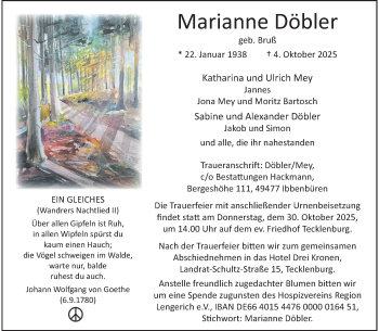 Anzeige von Marianne Döbler 