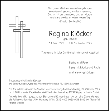 Anzeige von Regina Klöcker 
