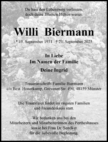 Anzeige von Willi Biermann 