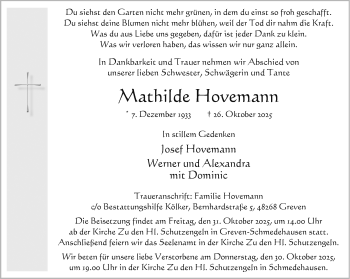 Anzeige von Mathilde Hovemann 