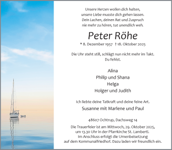 Anzeige von Peter Röhe 