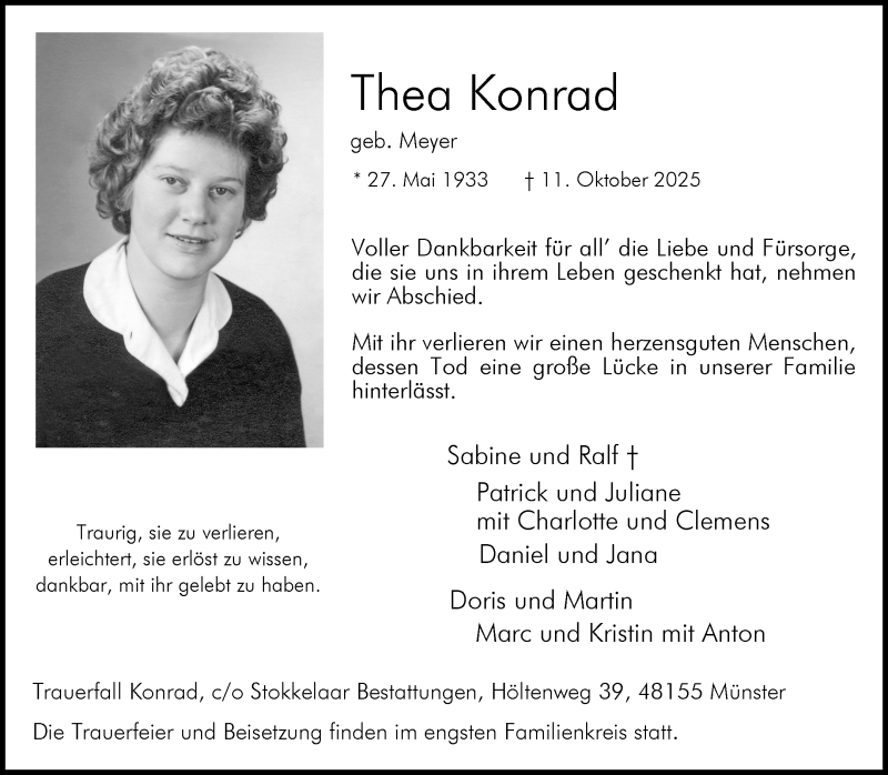  Traueranzeige für Thea Konrad vom 18.10.2025 aus 