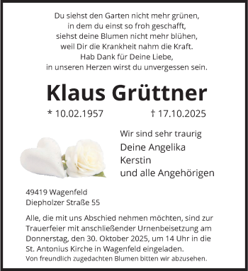 Anzeige von Klaus Grüttner 