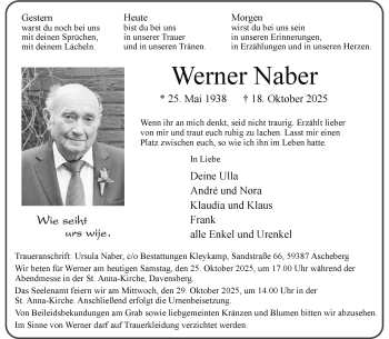 Anzeige von Werner Naber 