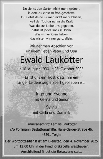 Anzeige von Ewald Laukötter 