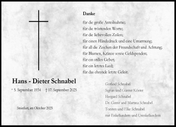 Anzeige von Hans Dieter Schnabel 