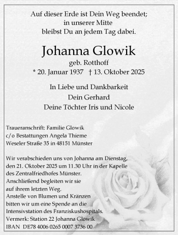 Anzeige von Johanna Glowik 