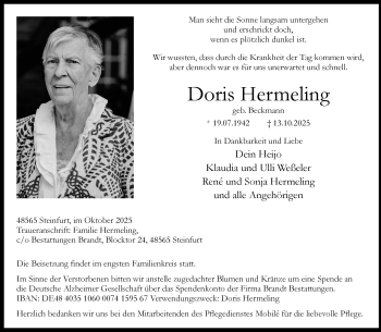 Anzeige von Doris Hermeling 