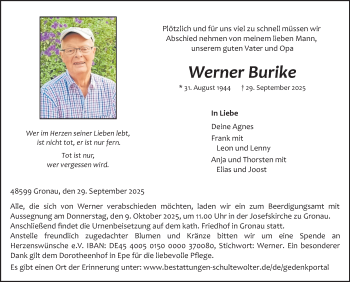Anzeige von Werner Burike 