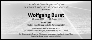 Anzeige von Wolfgang Burat 