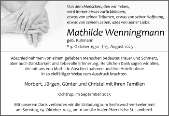Anzeige von Mathilde Wenningmann 