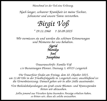 Anzeige von Birgit Voß 