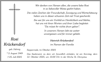 Anzeige von Rosi Krückendorf 
