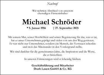 Anzeige von Michael Schröder 