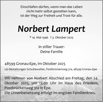 Anzeige von Norbert Lampert 