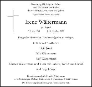 Anzeige von Irene Wältermann 