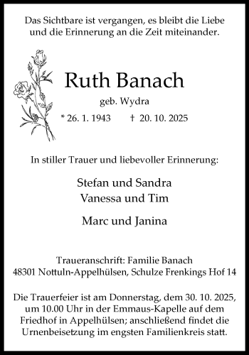 Anzeige von Ruth Banach 