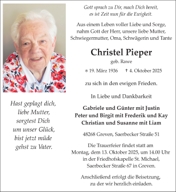 Anzeige von Christel Pieper 