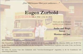 Anzeige von Eugen Zurhold 