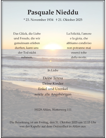 Anzeige von Pasquale Nieddu 
