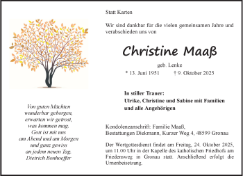 Anzeige von Christine Maaß 