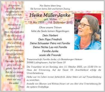 Anzeige von Heike Müller-Janke 