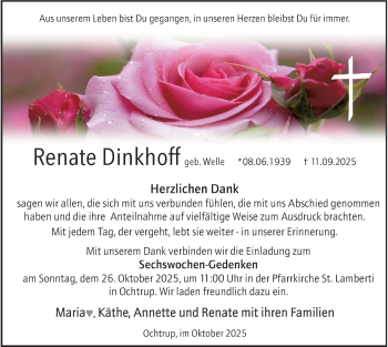 Anzeige von Renate Dinkhoff 
