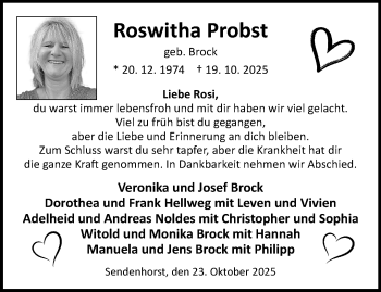Anzeige von Roswitha Probst 