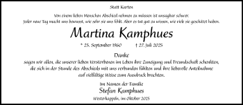 Anzeige von Martina Kamphues 