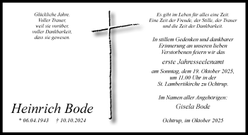 Anzeige von Heinrich Bode 