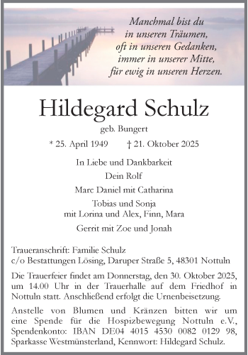 Anzeige von Hildegard Schulz 